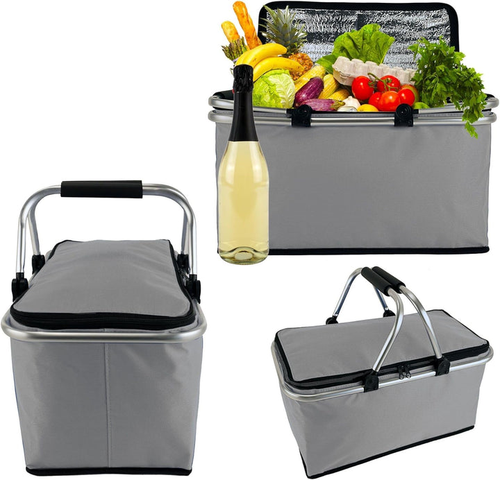 Cepewa Einkaufskorb faltbar mit Thermofunktion 30 L Kühltasche Thermokorb Picknickkorb Isoliertasche