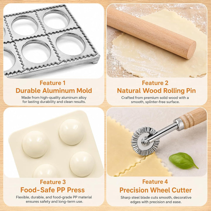 Ravioli Maker Set, Ravioli Former aus Aluminium