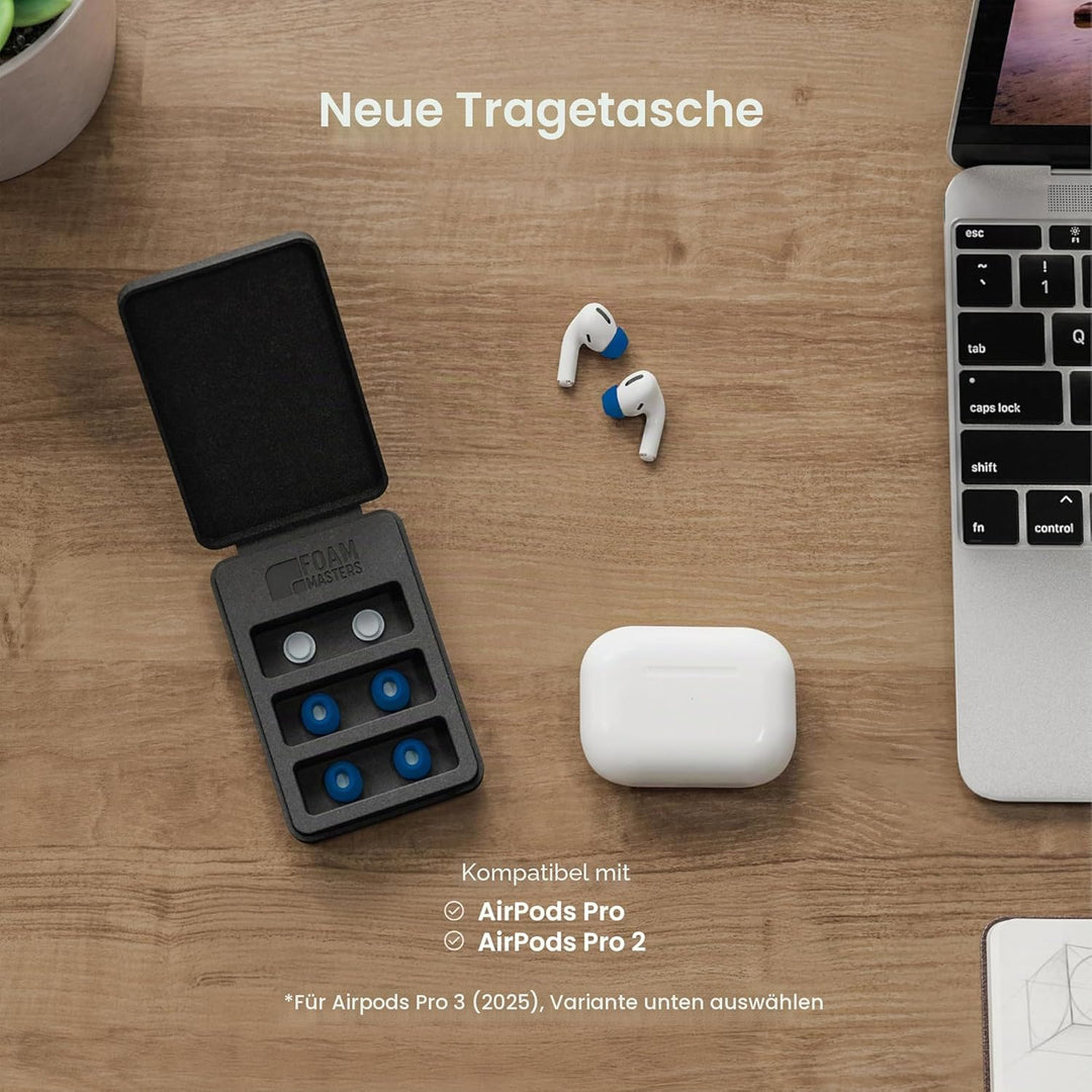 Foam Masters Ohrstöpsel aus Memory-Schaum für AirPods Pro 1. und 2. Generation, 3 Paar, neue Version