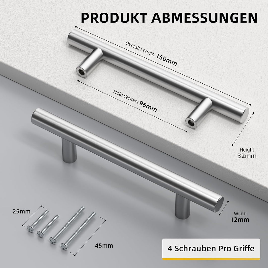 25 Stück Möbelgriff 96mm Edelstahl Türgriffe LS201BSS96 Modern Schrankgriff Goldenwarm Stangengriff