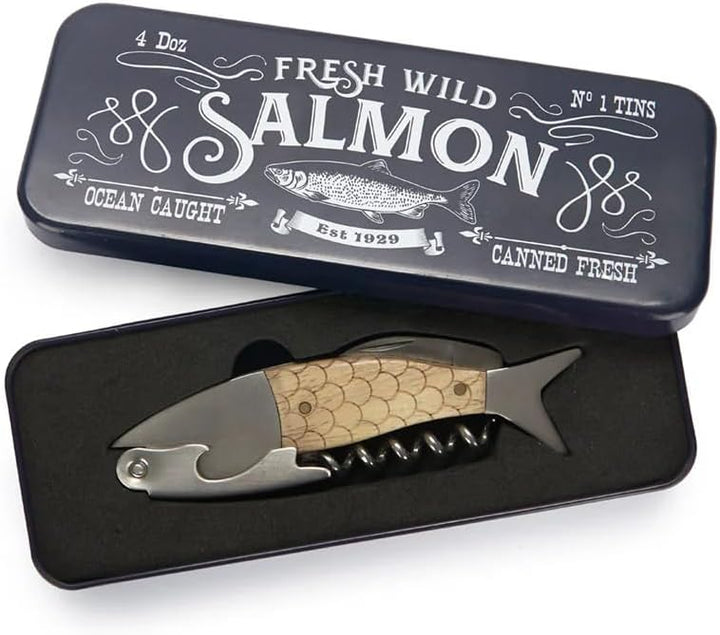 balvi Korkenzieher Wild Salmon Flaschenöffner und Multifunktionswerkzeug Metall-Box Stahl/Holz