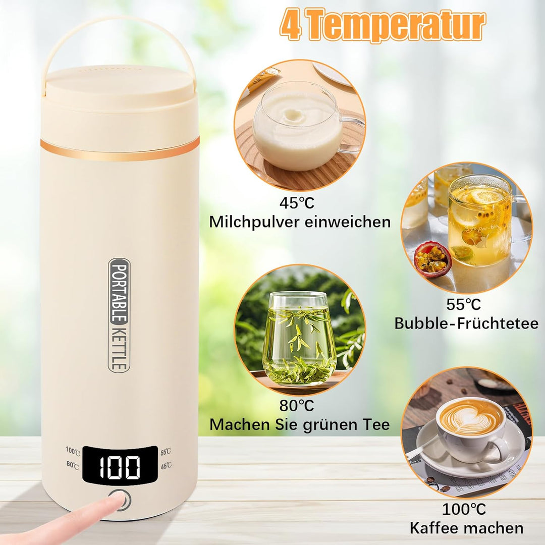 Reisewasserkocher Klein 500ML,Schnell Wasser Kochen Kleiner Wasserkocher Reise für Unterwegs Mini Wa