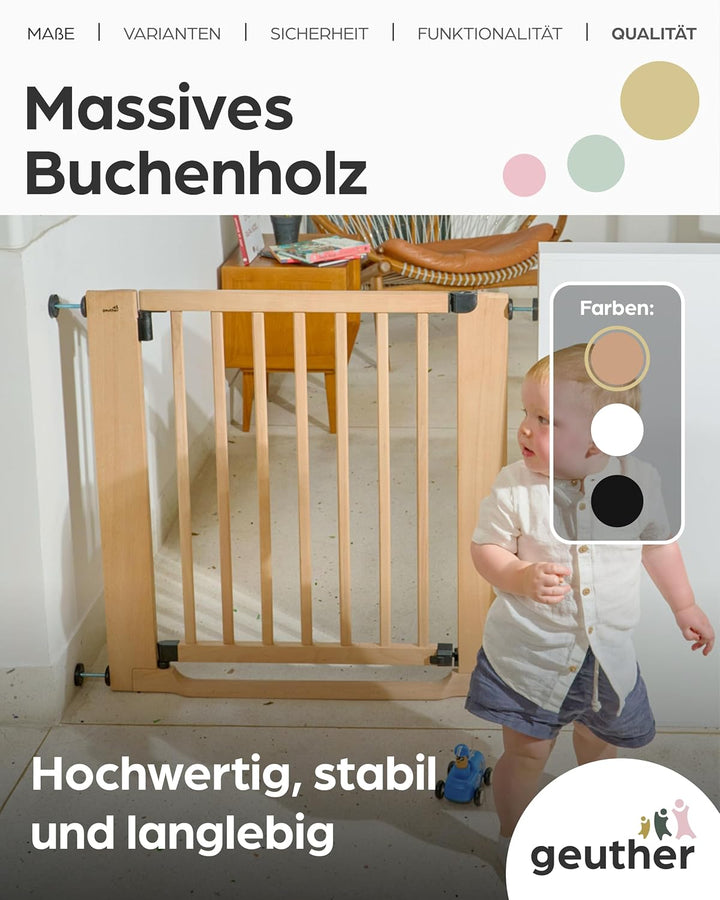 Geuther Easylock Flat Step Treppenschutzgitter ohne Bohren, 79-87 cm Breite, Türschutzgitter zum Kle