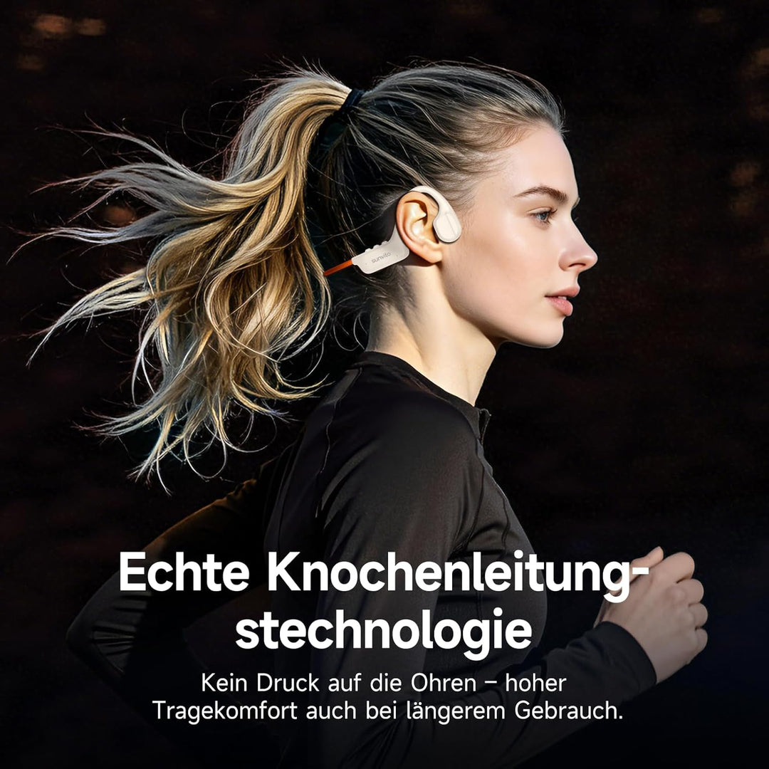 Knochenleitung Kopfhörer Bluetooth 6.1, IPX7 wasserdichte Open-Ear Kopfhörer mit Mikrofon, leichte B