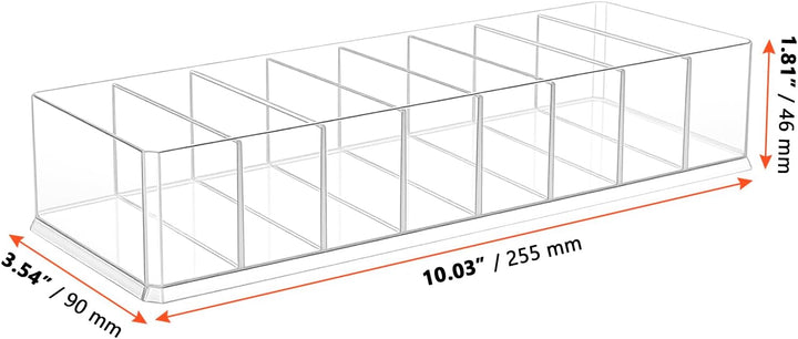 SINJEUN 6 Stück Kosmetik Organizer Acryl, 25,5 x 9 x 4,6cm 8 Fächer Make Up Organizer, Transparent S