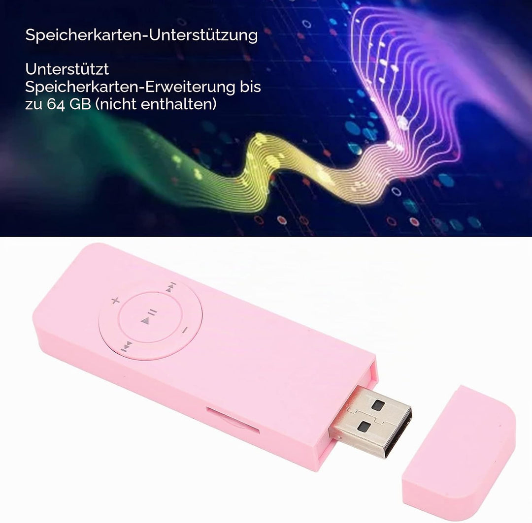 ASHATA MP3-Player, USB-MP3-Player, Schüler-MP3-Player, Walkman, Verlustfreier Sound, Plug-in-Speiche