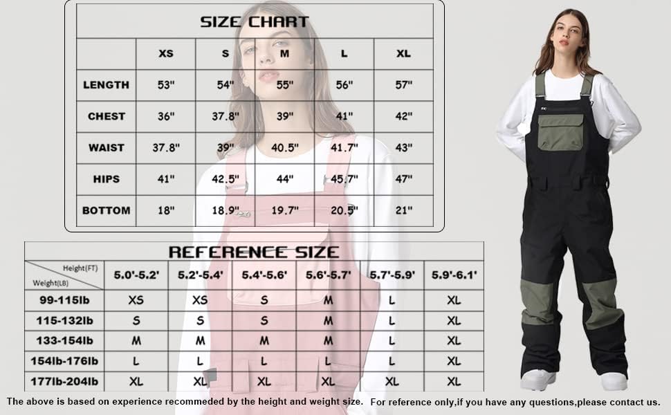HOTIAN Damen-Schnee-Lätzchen, Wasserdicht Winddicht Isolierte Skihose, verschleissfeste Latzhose, Wa