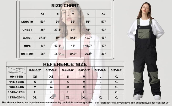 HOTIAN Damen-Schnee-Lätzchen, Wasserdicht Winddicht Isolierte Skihose, verschleissfeste Latzhose, Wa