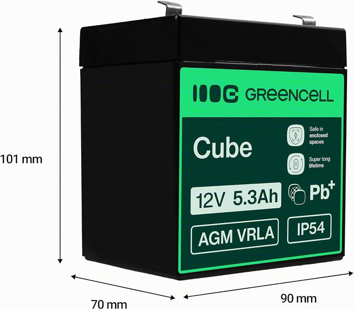 Green Cell® AGM 12V 5,3Ah Akku Vlies Batterie VRLA Blei Batterie Bleiakku Ersatzakku Akkubatterie Ve