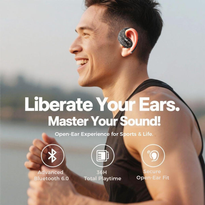 Sport Kopfhörer Open Ear, 36 Stunden Wiedergabezeit Bluetooth 6.0 Kabellos, Fitness Kopfhörer mit Mi