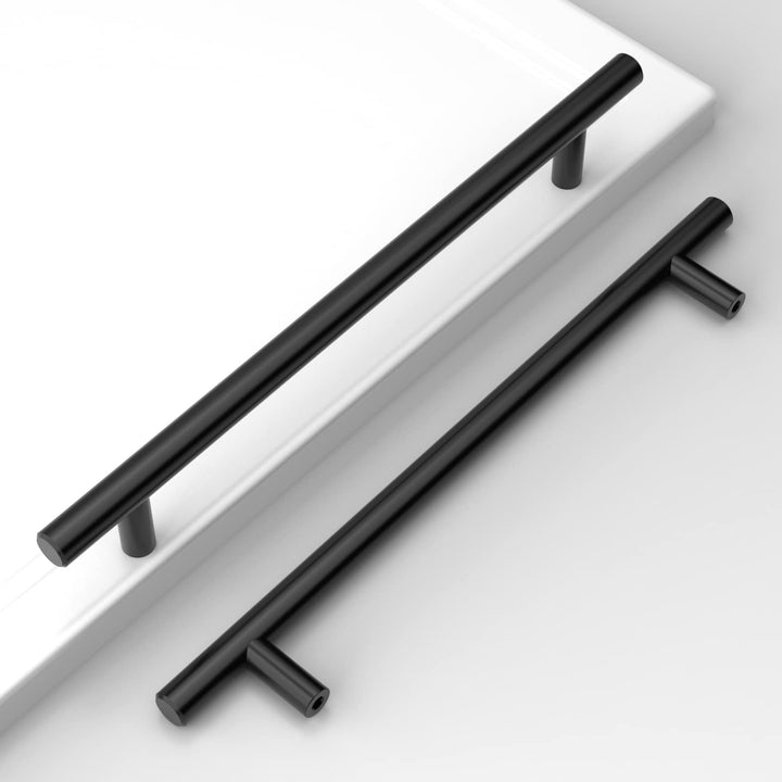 Amerdeco 10 Stück Möbelgriffe Edelstahl Schwarz 192mm Lochabstand Schrankgriffe für Küche, Schublade
