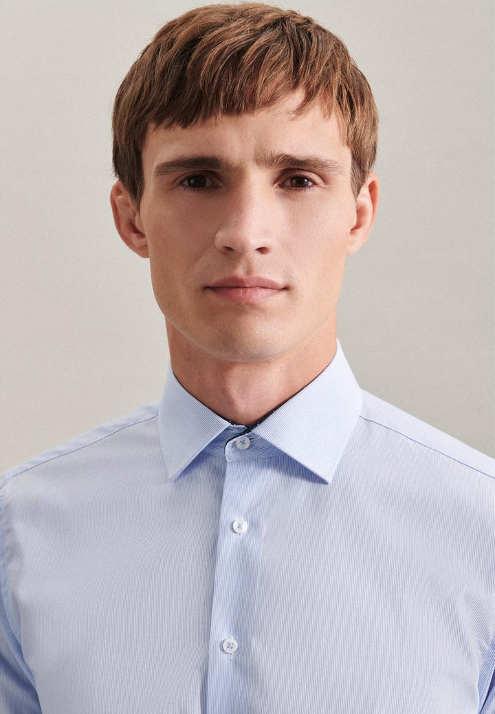 Seidensticker Herren Men Slim Patch Longsleeve Cotton Hemd 36 Hellblau(653700), 36 Hellblau(653700)