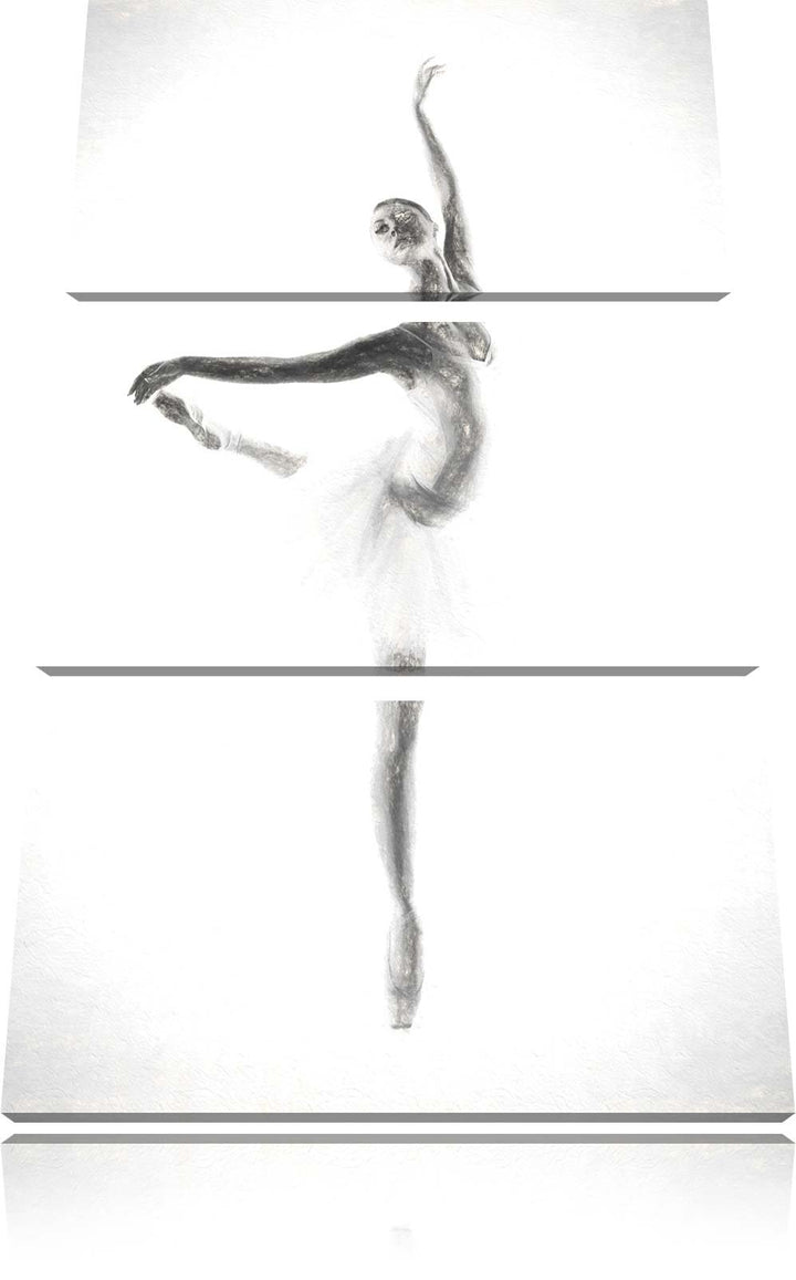 Pixxprint Ästhetische Ballerina / 3-Teilig/Gesamtmass 120cm Leinwandbild bespannt auf Holzrahmen/Wan