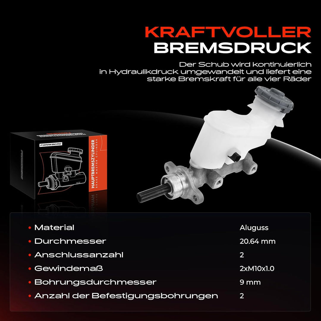 Frankberg Hauptbremszylinder Bremszylinder mit Behälter Kompatibel mit Accord VII CL CN 2.0L 2003-20