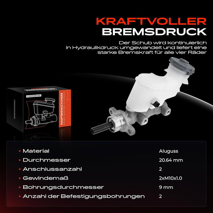 Frankberg Hauptbremszylinder Bremszylinder mit Behälter Kompatibel mit Accord VII CL CN 2.0L 2003-20