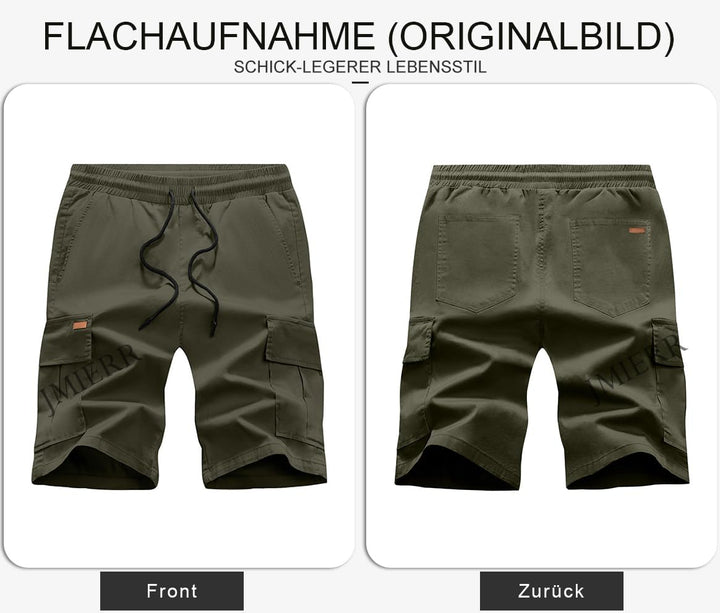 JMIERR Kurze Hosen Herren Baumwolle Cargo Shorts Herren Sommer Freizeithose mit Taschen L C Grün, L