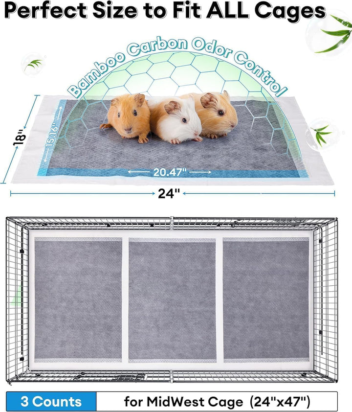 BUCATSTATE Einweg PIPI Pads für Meerschweinchen 50 Stück, 6 Lagen Super Saugfähig Kleintier Pee Pads