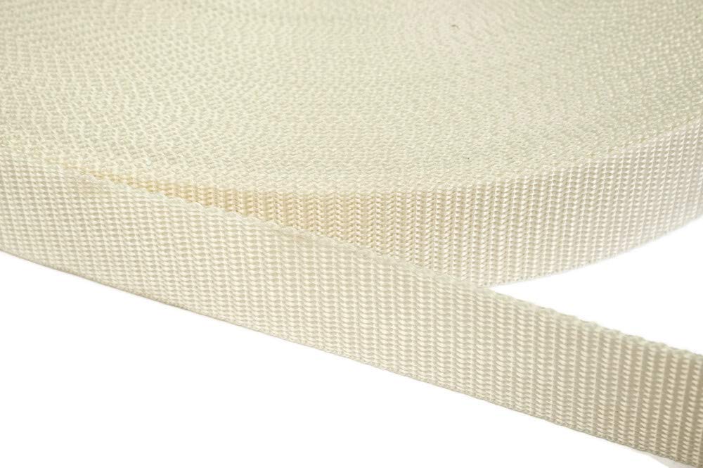Jajasio PP Gurtband 25mm breit aus Polypropylen, 1.2mm Stark in 41 Farben 02 - Creme 50 Meter, 02 -