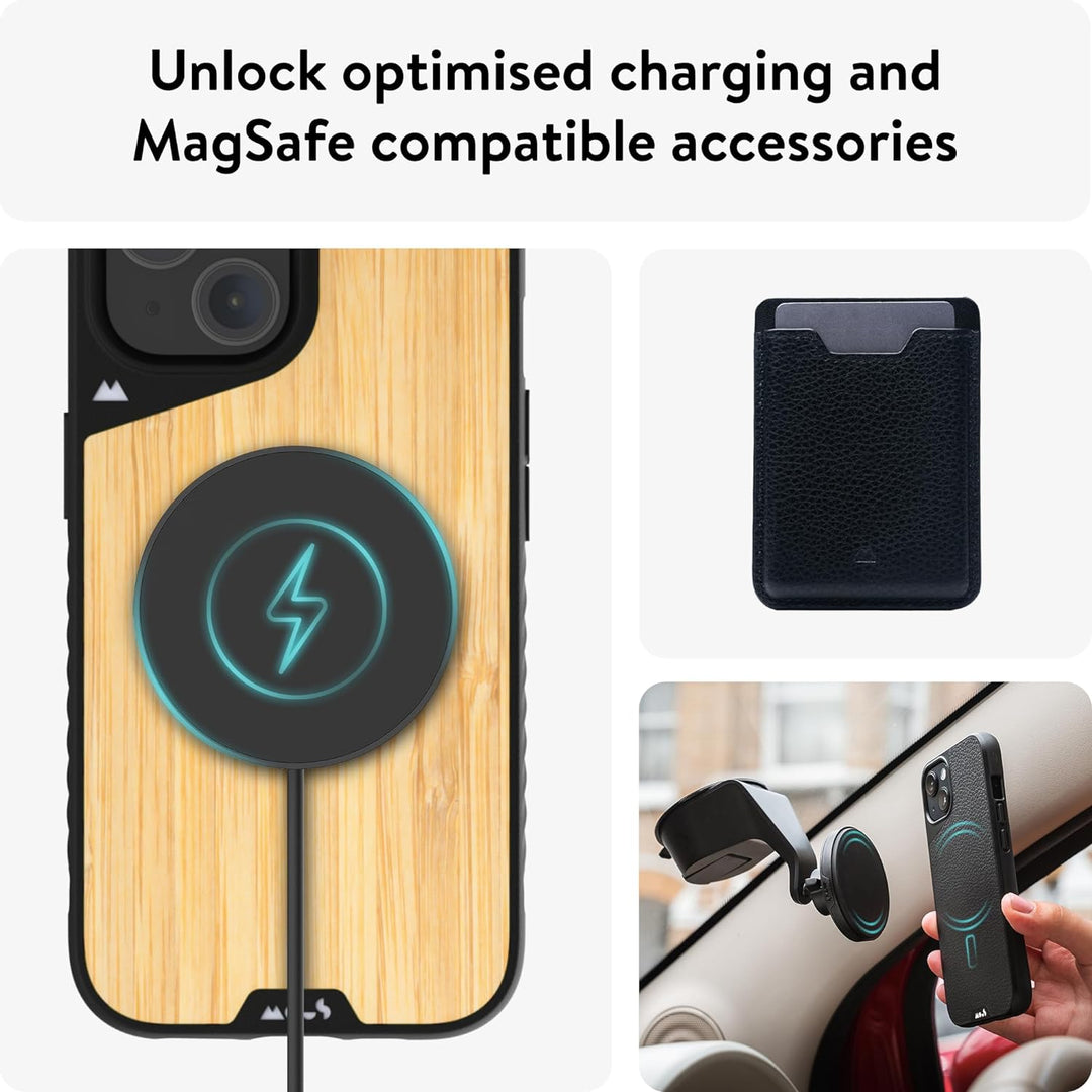 Mous Hülle für iPhone 15 Plus MagSafe Kompatibel Case - Limitless 5.0 - Bambus - Handyhülle iPhone 1