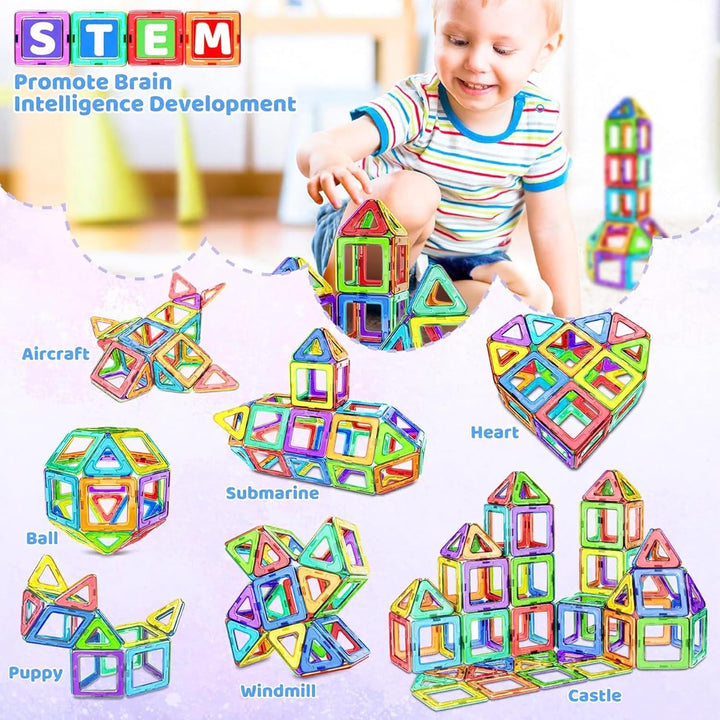 COOLJOY Magnetische Bausteine| 40 Teile Magnetbausteine Magnete Kinder | Magnetspielzeug Tiles | Mag