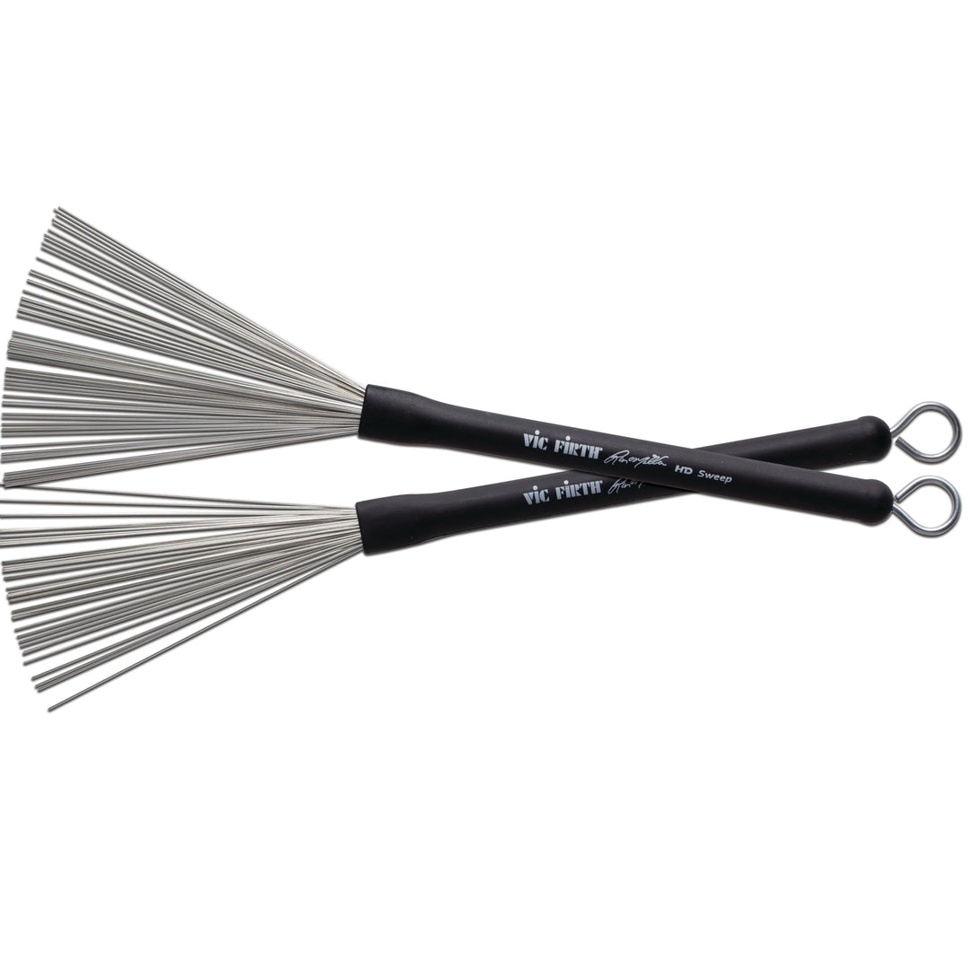 Vic Firth Signature Series Wire 'Sweep' Brush - Russ Miller - Retractable - Black Handle Wire Brush,