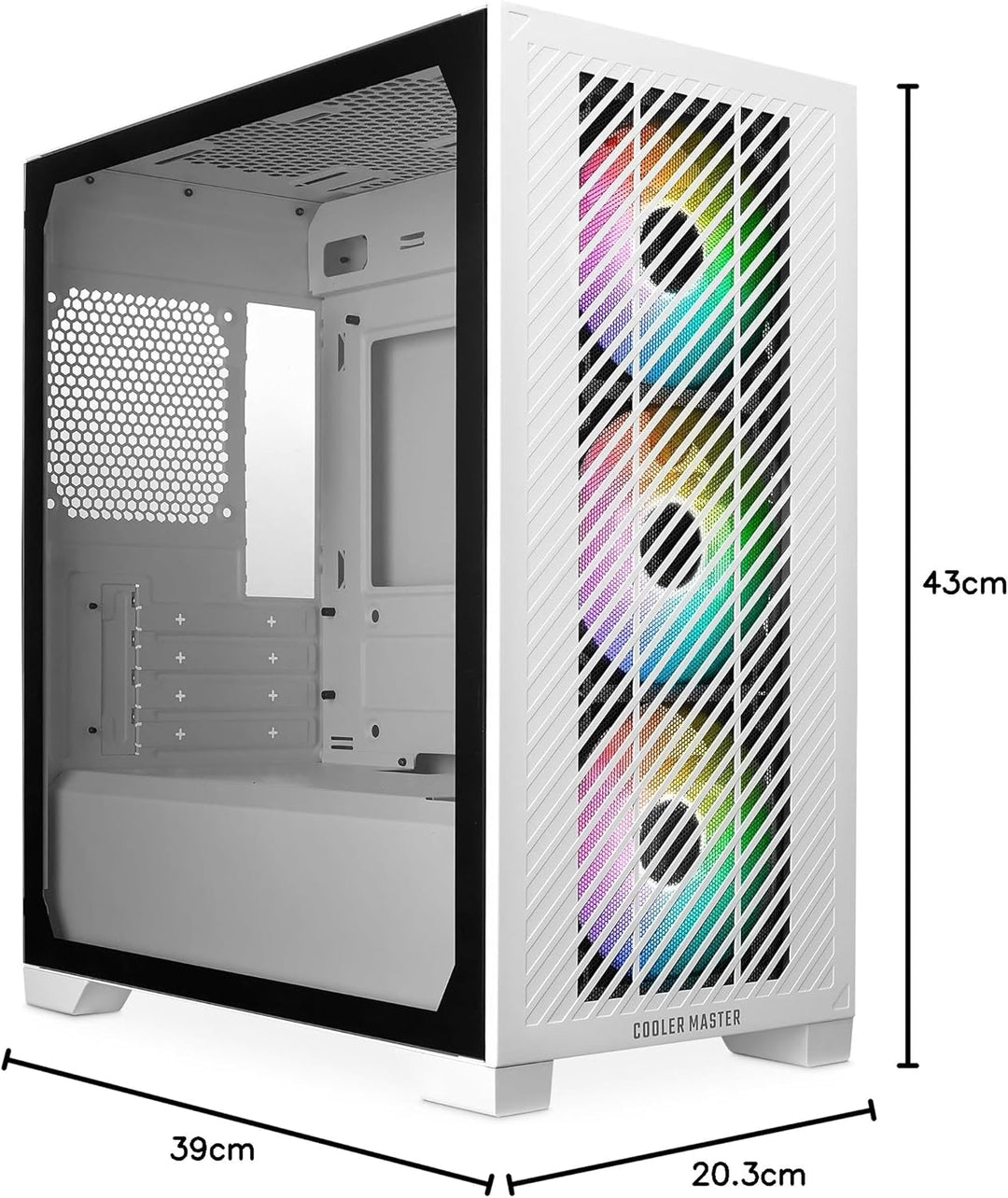 Cooler Master Elite 301 weiss – Mini-Tower (Micro-ATX, ITX), 3 x 120 mm ARGB-Ansauglüfter (1200 U/mi