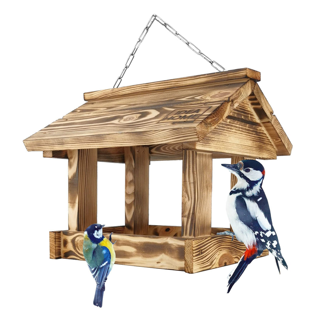 IDEA HOME MAXI Vogelfutterhaus holz Vogelhaus an einer Kette Vogelhaus zum Aufhängen Futterstation z