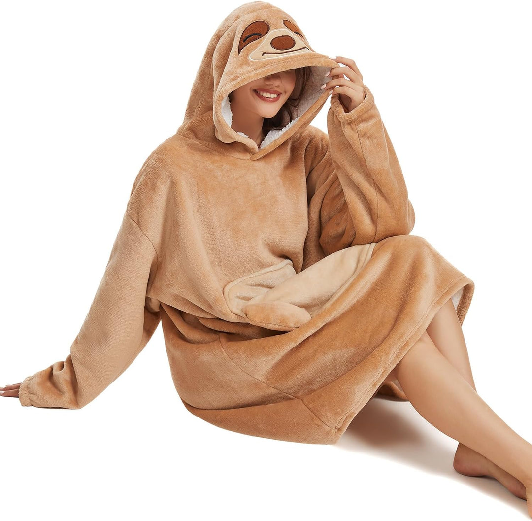 LATH.PIN Tragbare Decke Hoodie Übergrosse – Tierformen Tragbare Decken mit Armärmeln mit Kapuze Pull