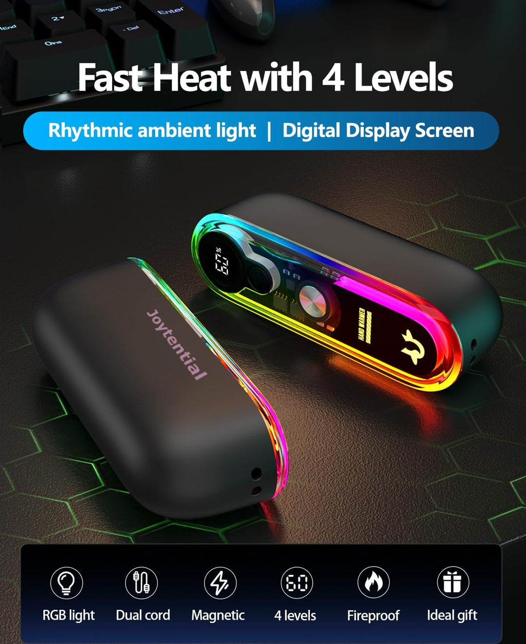 Handwärmer Taschenwärmer Elektrisch, 2 in 1 Handwärmers Tragbar Magnetisch, 4 Wärmestufen, Taschenwä