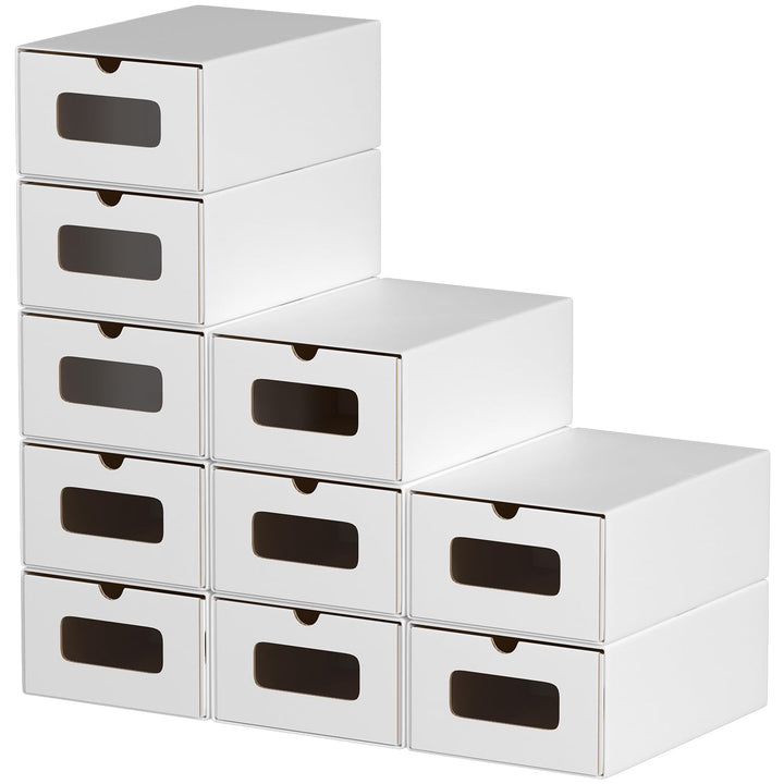 20x Schuhaufbewahrung REINWEISS mit Sichtfenster – Faltbare Aufbewahrungsbox 35×23×13,5 cm Stapelbar