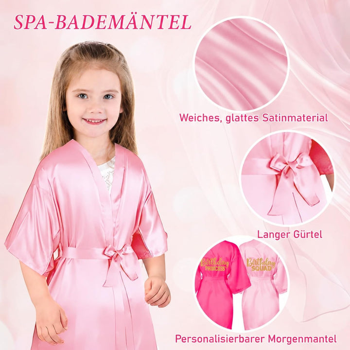 7 Stück Mädchen Geburtstags-Roben, Spa Partys Prinzessinnen-Robe, Satin-Kimono-Robe für Mädchen und