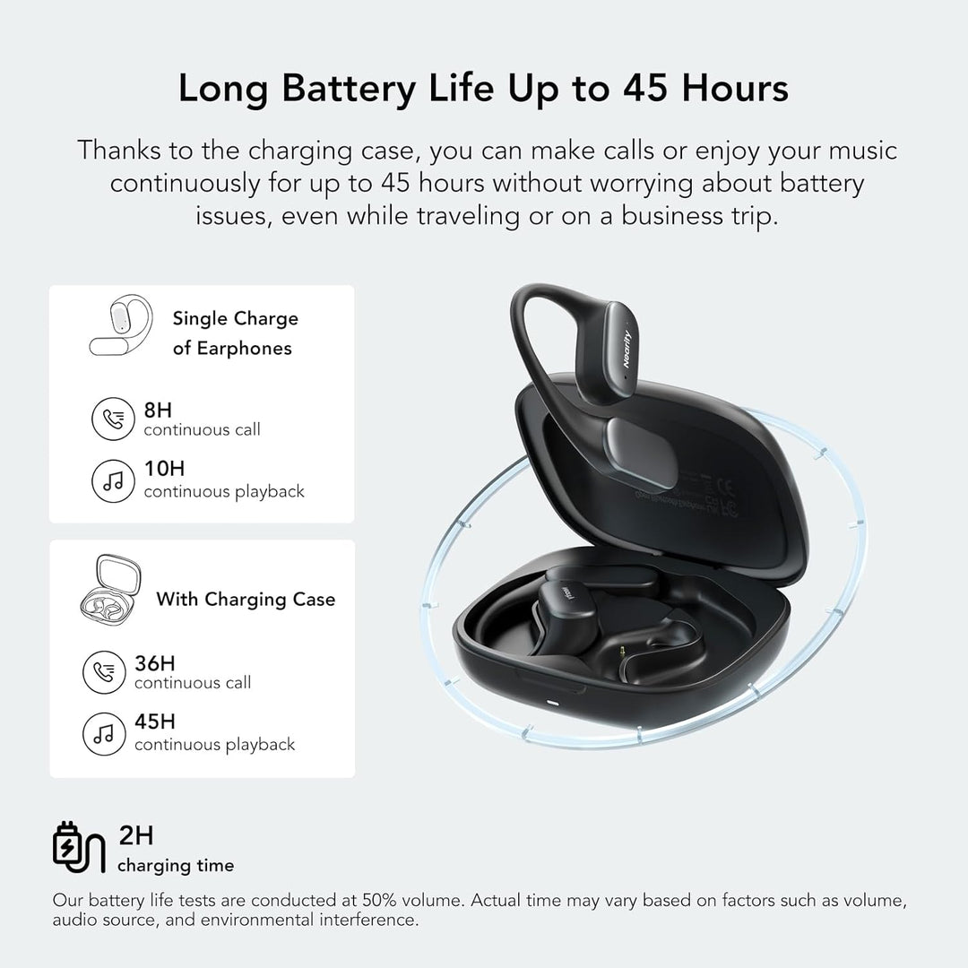 NEARITY MemPod Fit 2 Open-Ear Bluetooth Kopfhörer, kabellose Earbuds mit Deep Bass, bis zu 45 Stunde