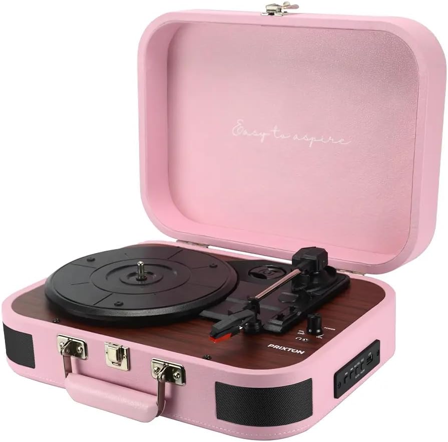 PRIXTON VC600 Vintage Vinyl Plattenspieler, Vinyl-Player und Musik-Player via Bluetooth und USB, 2 e