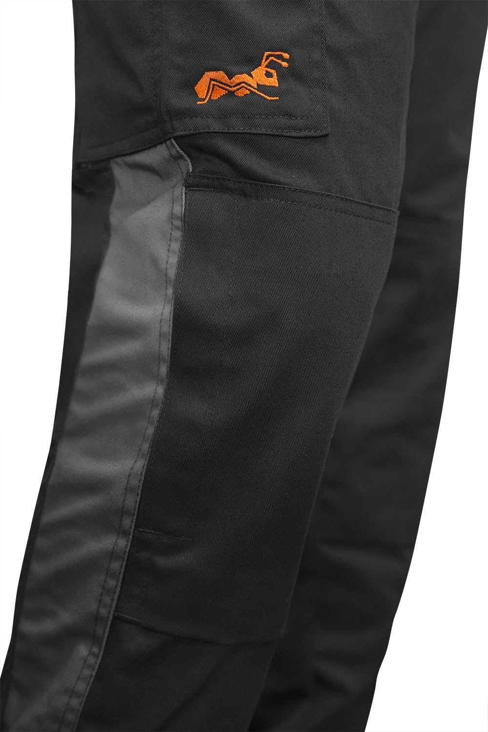 strongAnt Latzhose Herren Stretch Arbeitshose Arbeitslatzhose mit Kniepolstertaschen Schwarz Grau We