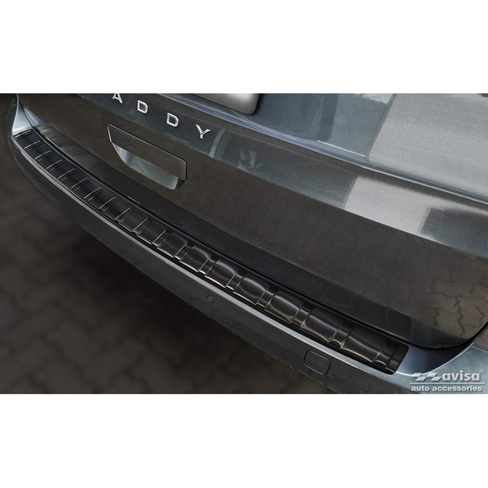 Avisa Schwarz Edelstahl Heckstossstangenschutz kompatibel mit Volkswagen Caddy V 2020- 'Ribs'