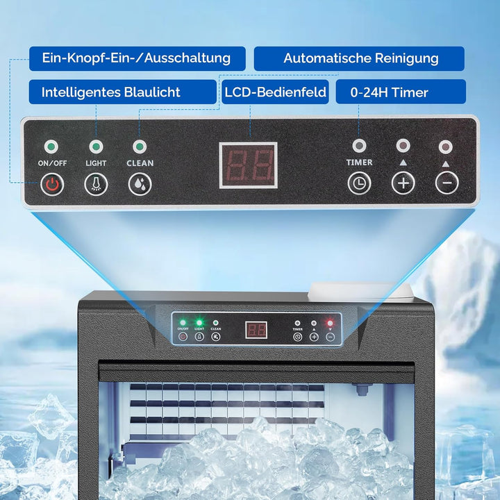 ROVSUN Gewerbliche Eiswürfelmaschine 73 kg/24 Std. Kommerzielle Eismaschine mit Kompressor 72 Stück/