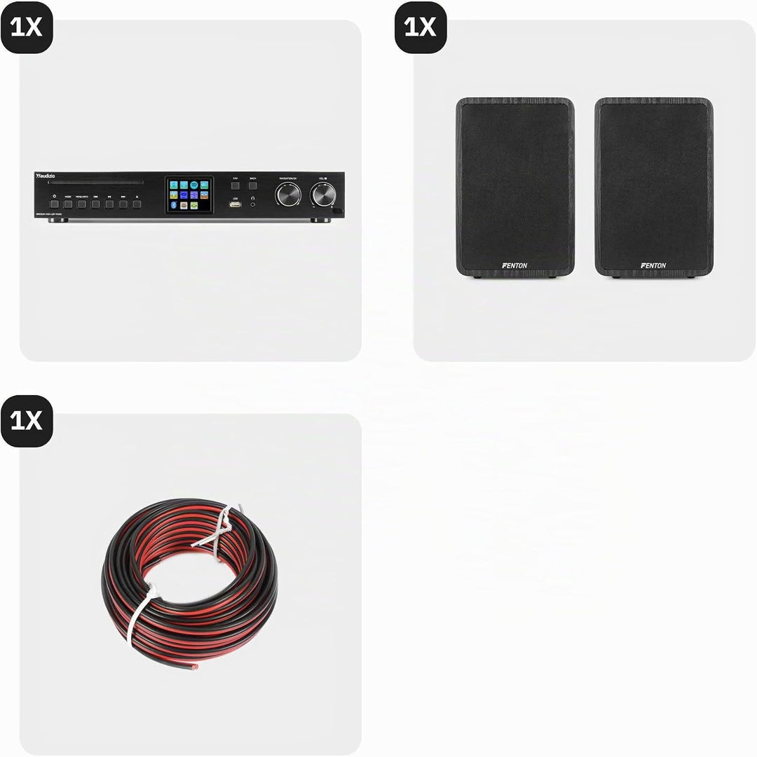 Fenton HiFi Stereoanlage 200 W - CD-Player, Bluetooth &amp; Spotify Connect, DAB+/FM &amp; Internetradio, US