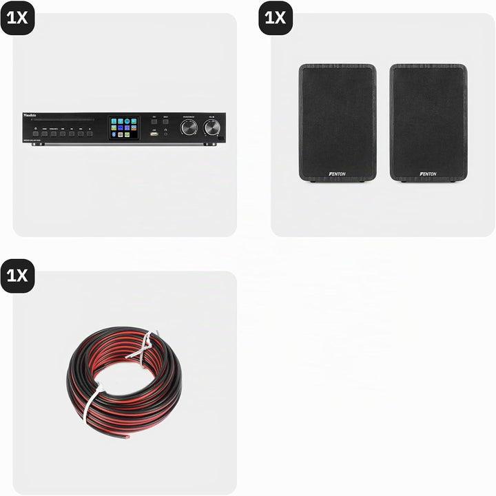 Fenton HiFi Stereoanlage 200 W - CD-Player, Bluetooth &amp; Spotify Connect, DAB+/FM &amp; Internetradio, US