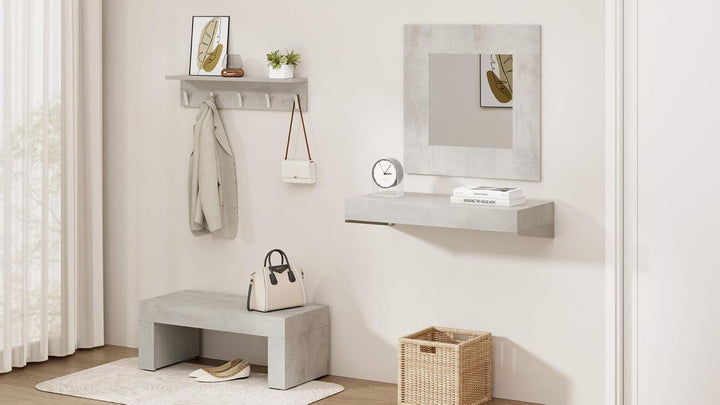 MOBILI FIVER, Rachele, Wandgarderobe 40 cm, grauer Beton, Made In Italy 40 cm Grauer Beton, 40 cm Gr