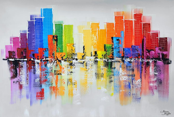 Monica Mirafiori I 100% HANDGEMALT I Gemälde Big City 120x80cm | Gemälde Handgemalt | Acrylgemälde |