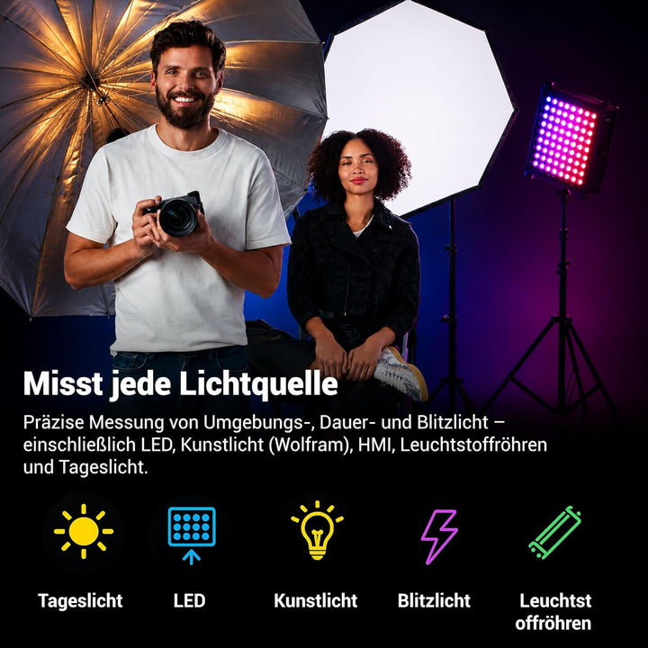 Datacolor LightColor Meter – Bluetooth-fähiges Licht- & Farbtemperaturmessgerät für Fotografie, Vide