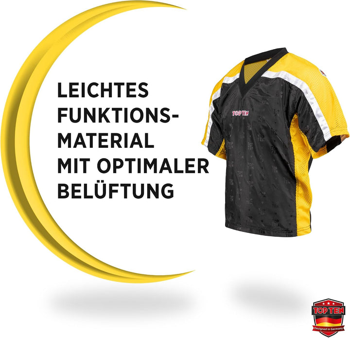 T-Shirt mit V-Ausschnitt zum Kickboxen „Kickboxjacke Mesh“ Schwarz - Gelb M, Schwarz - Gelb M