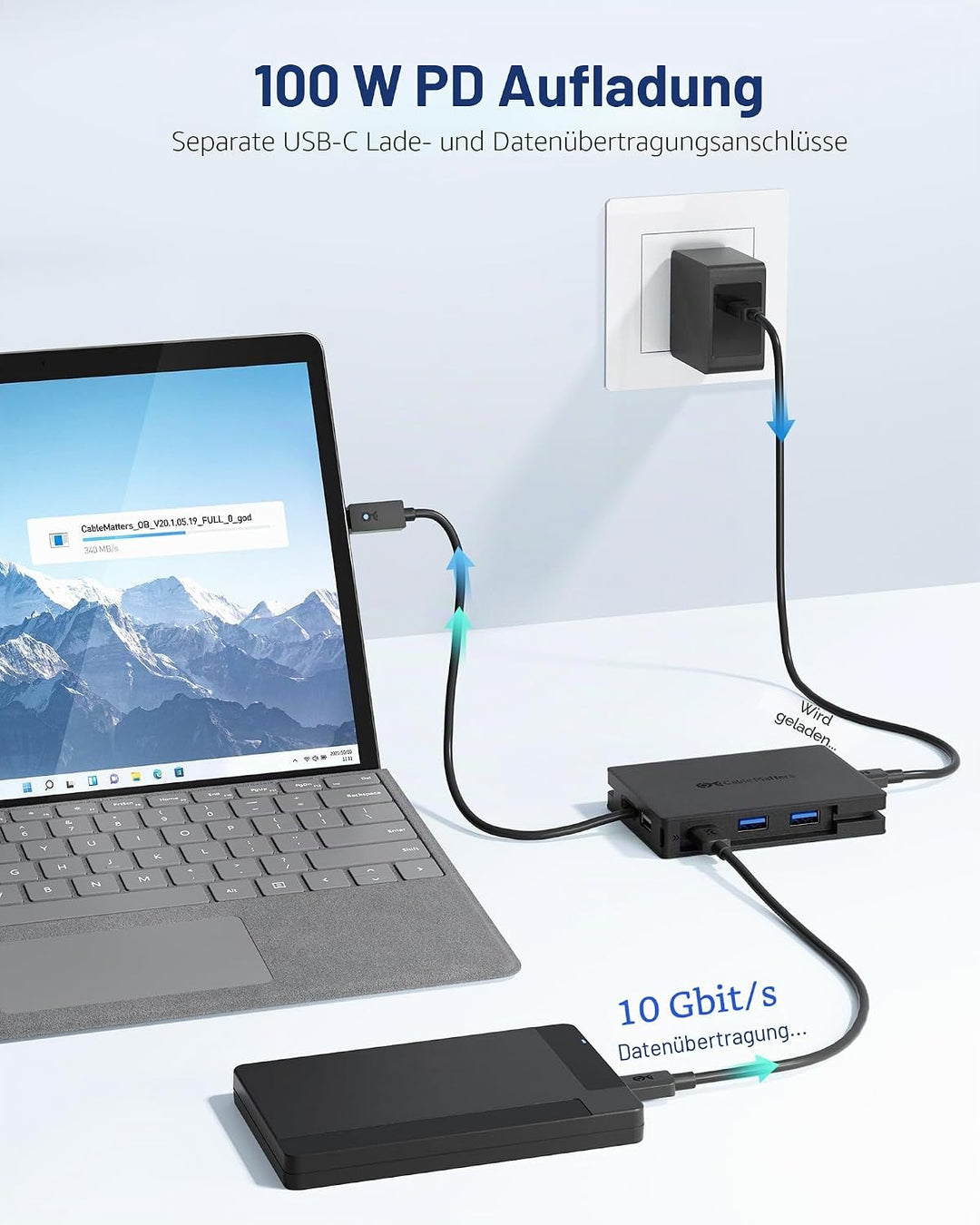 Cable Matters 8-in-1 portable 40Gbit/s USB4 Hub (USB 4 Dock) Dual-DisplayPort 4K@60Hz, Single-Displa