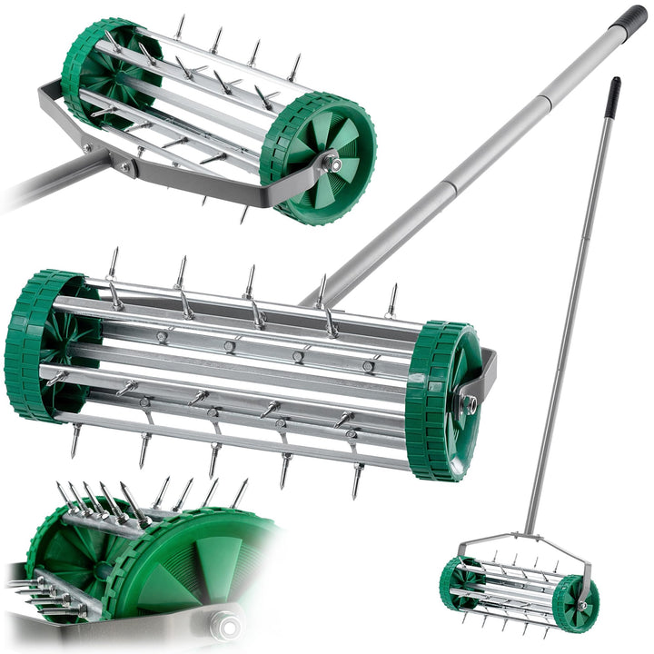 KADAX Handvertikutierer, Rasenlüfter aus robusten Stahl, Manueller Aerifizierer mit 3,3cm Nägeln, Bo