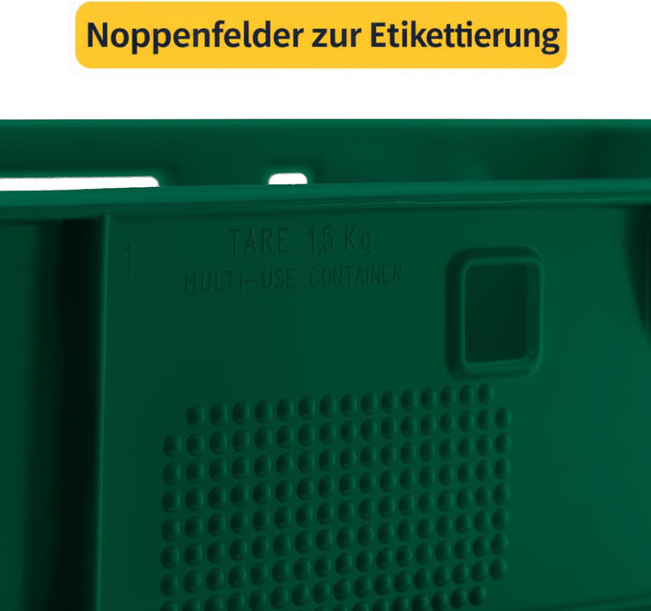 BURI 10 Stück Fleischkiste E1 Lagerkiste 60x40x12,5 cm Metzgerkiste Eurobox Dunkelgrün - flache Stap