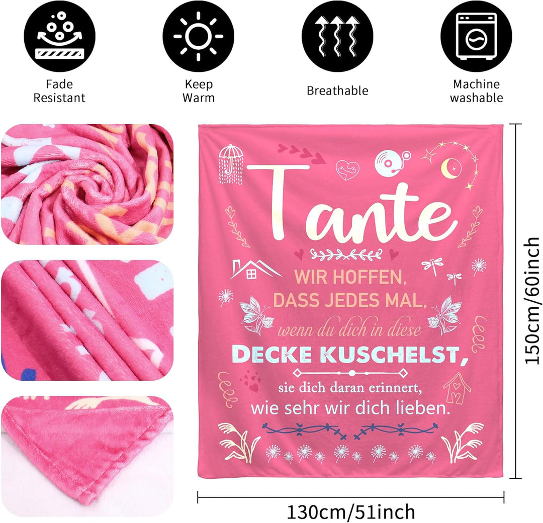 Original Geschenke für Tante Frauen Kuscheldecke für Tante Muttertag Weihnachten Neujahrsgeschenk Ge