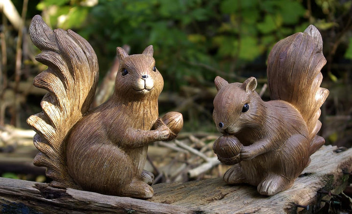 GeKi Trend 2er Set Eichhörnchen Paar Dekofiguren Gartendeko wetterfest 17/19 cm gross