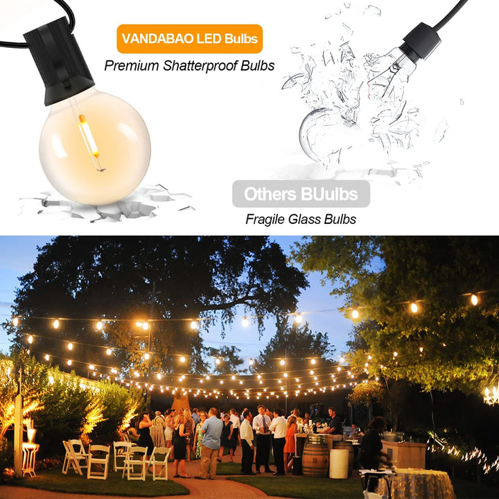 LED Lichterkette Aussen Strom - G40 15M 17+2 led Glühbirnen Wetterfest Balkon Lichterketten Aussen I
