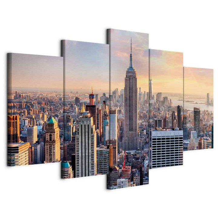 murando - Wandbilder XXL Stadt New York 200x100cm 5 tlg - Wand Deko Leinwand Bilder Gross Wanddeko W