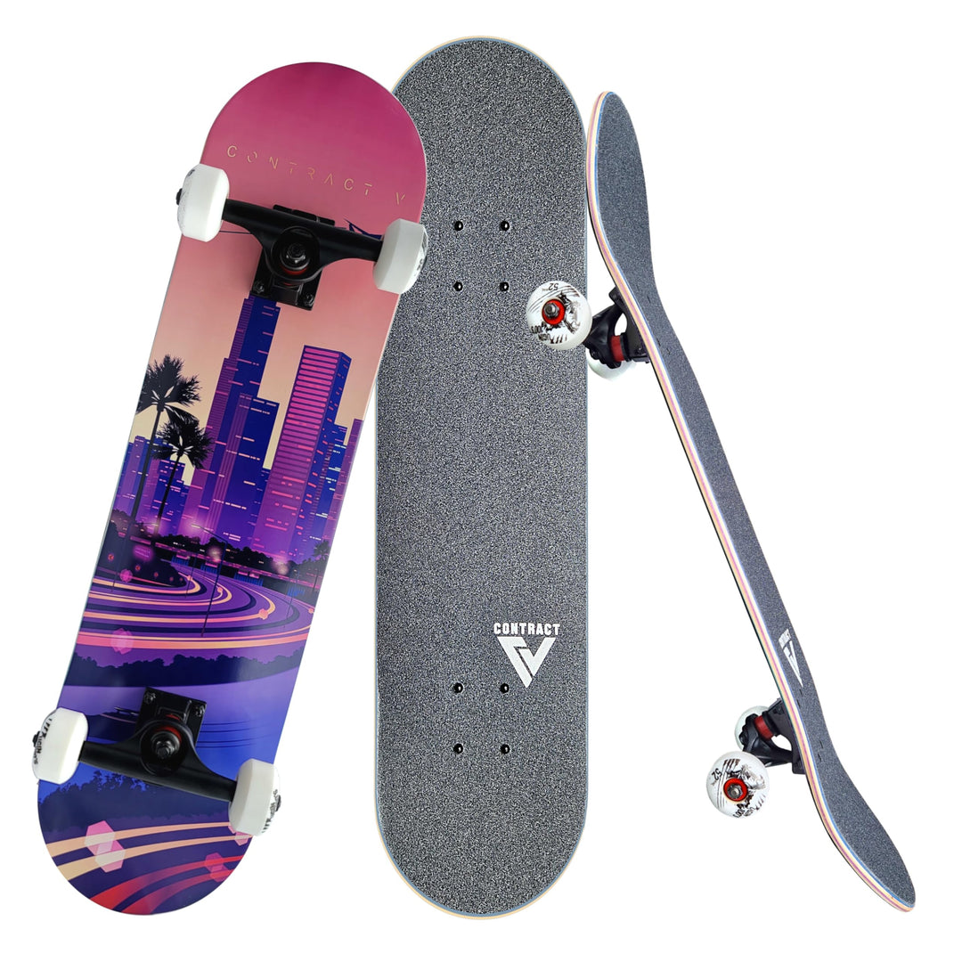 Komplett Skateboard Highway-City - für Kinder und Jugendliche - 7-lagiges Ahornholz Deck - Medium Co